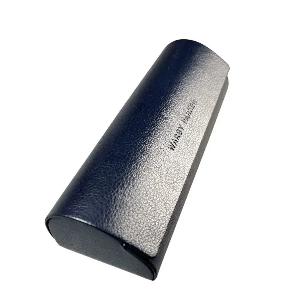 Warby Parker Eyeglass Hard Case Flip Navy Blue Pebbled Faux Leather Magnetic